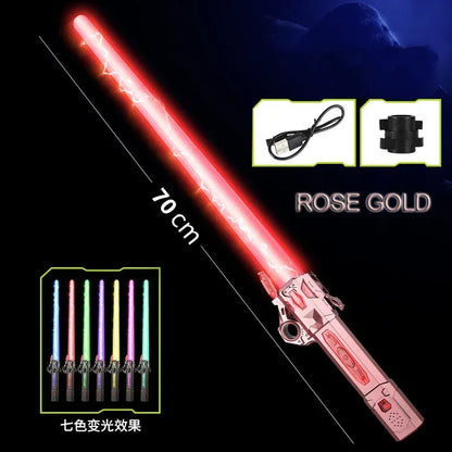 Children Colorful Glowing Sword Toys Telescopic Music Laser Sword 2-in-1 Rotating Decompression Toy Light Sword Kids Adult Toys