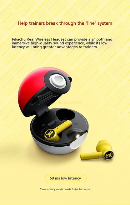 Pokemon Pikachu Earphones Wireless Bluetooth 5.0 Razer Sport Noise Reduction Headphones Touch Control Microphone Universal Gifts