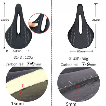 ELITA ONE MTB/Road Bike Saddle 240*143mm Carbon Fiber Super Light Leather 96g