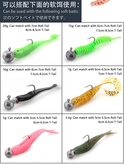 JYJ 1g 2g 3g 4g 5g 10g 20g 22g 25g 28g crank Jig head hook fishing hook head Jig lure hard bait soft worm jig hook for fishing