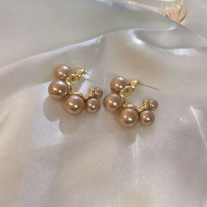 Imitation Pearl Earrings For Women 2023 Trending Round Stud Earrings For Wedding Party Elegant Jewelry Fashion Accessories