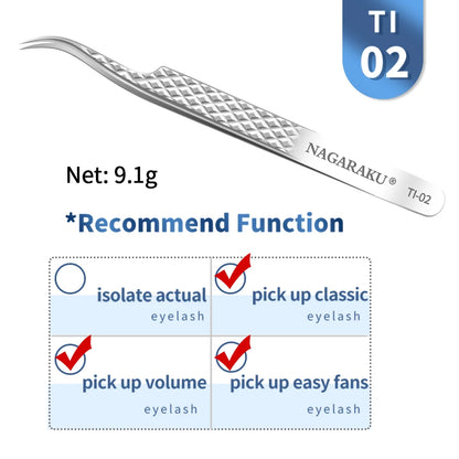 NAGARAKU Eyelash Extension Tweezers Makeup Stainless Steel Eyelash 3D accurate Clip