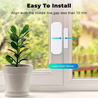 Sensor de ventana y puerta inteligente Tuya WiFi, sistema de alarma de protección de seguridad para el hogar inteligente, detectores de apertura y cierre de puertas para Alexa Google Home