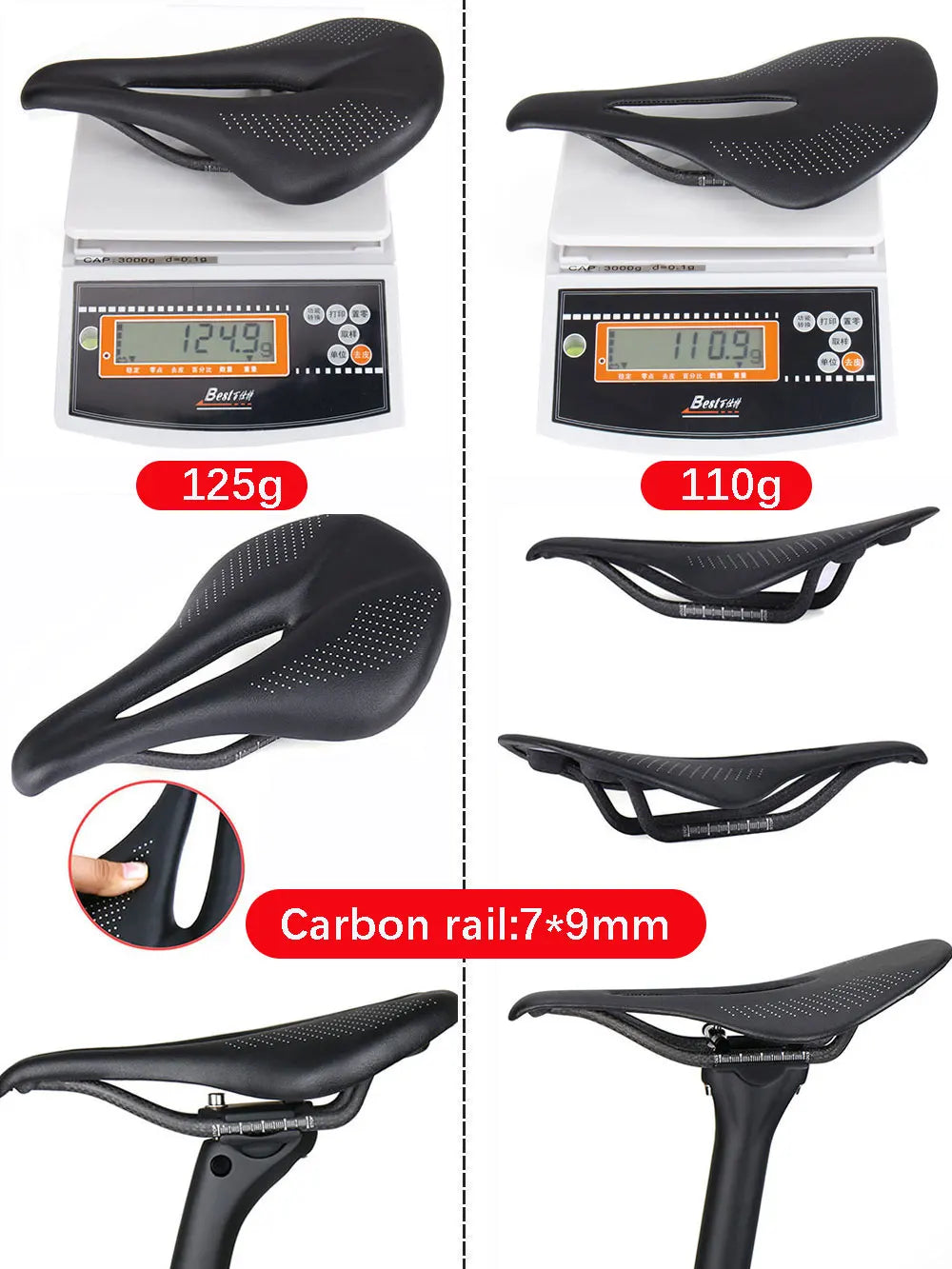 ELITA ONE MTB/Road Bike Saddle 240*143mm Carbon Fiber Super Light Leather 96g