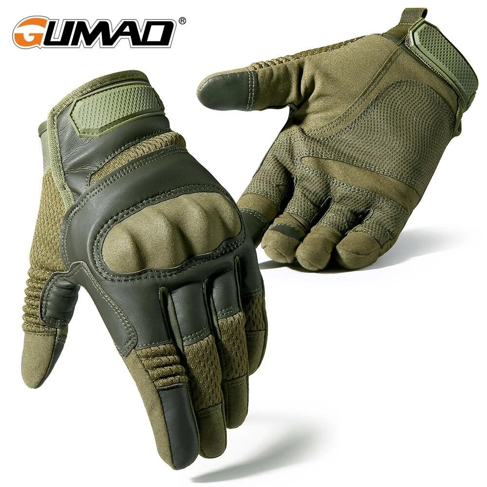 Guantes tácticos de cuero PU con pantalla táctil para ciclismo, de carcasa dura, para senderismo, combate, caza, airsoft, conducción, bicicleta, antideslizantes