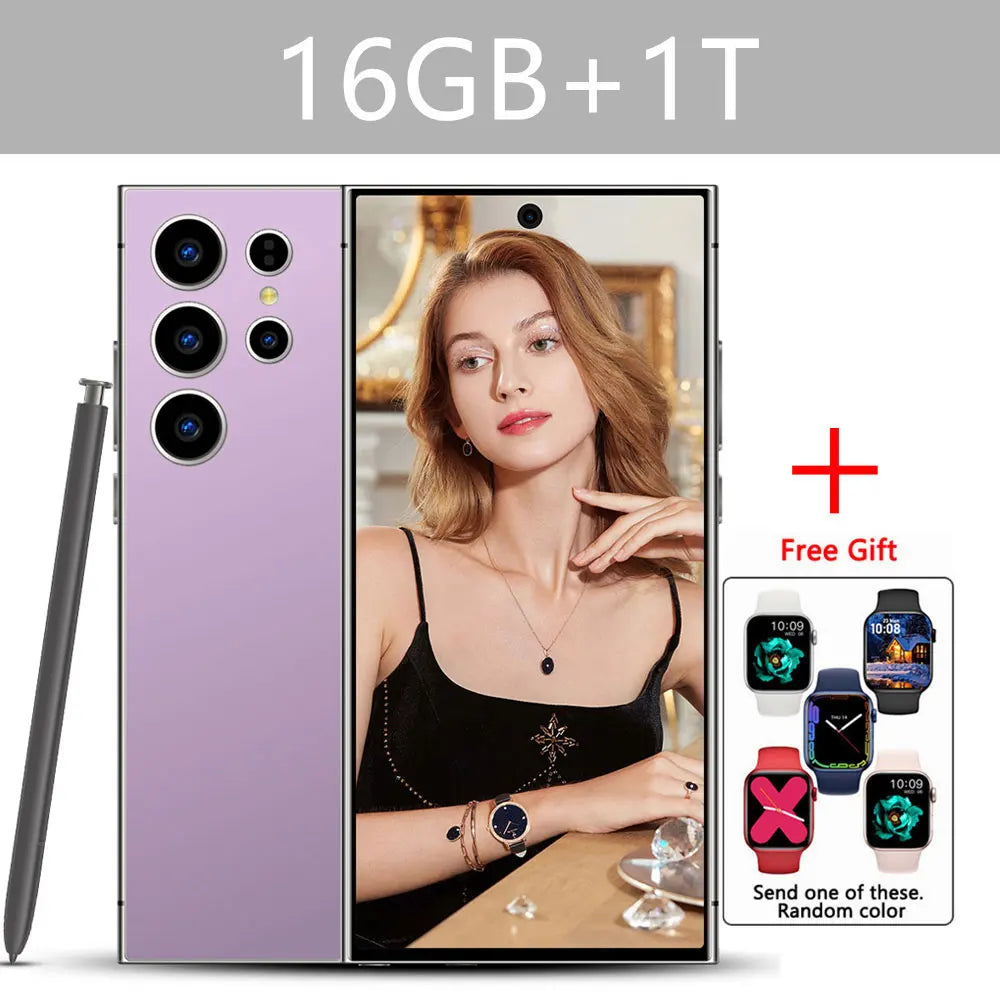 S24 Ultra Android Smartphone 7.3'' HD 5G Snapdragon 8 Gen 3 16GB+1TB Cellphones Mobile Phones Face Unlocked Cell Phone Tablet