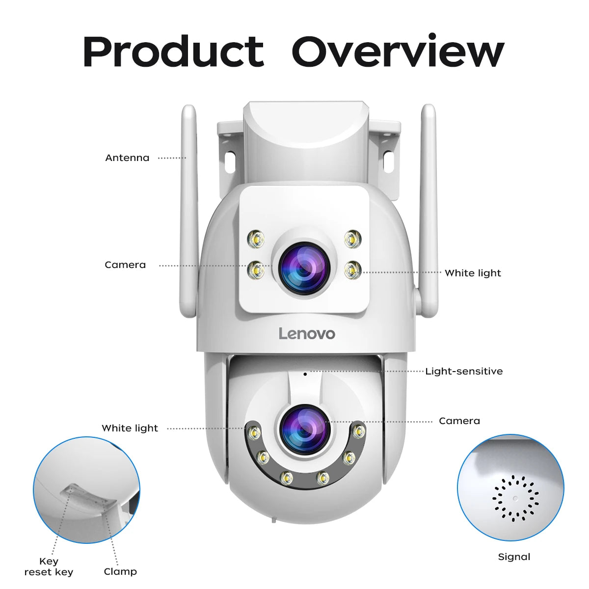 Lenovo 4K WiFi Surveillance Camera 5G Wifi Outdoor Dual Lens PTZ IP Cameras Auto Tracking Audio Video ONVIF Security CCTV Camera