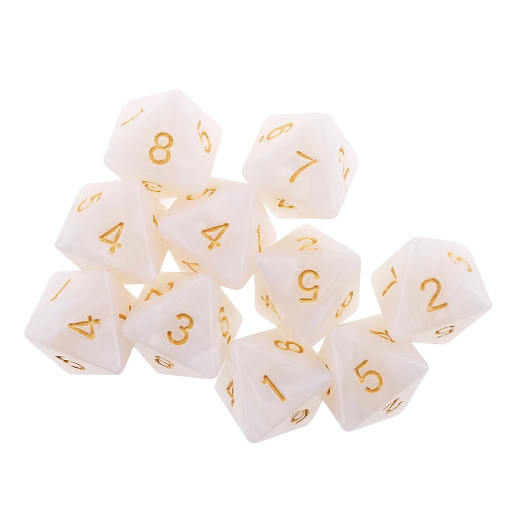 10pcs 10 Sided Dice D10 D8 Polyhedral Dice for  Games 16mm  RPG  Dice Family   Dice