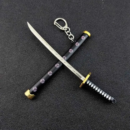 Mini Roronoa Zoro Samurai Sword Keychain Anime  Plastics Scabbard Key Chain Ring Katana Buckle for Men Cosplay Toy Jewelry Gift