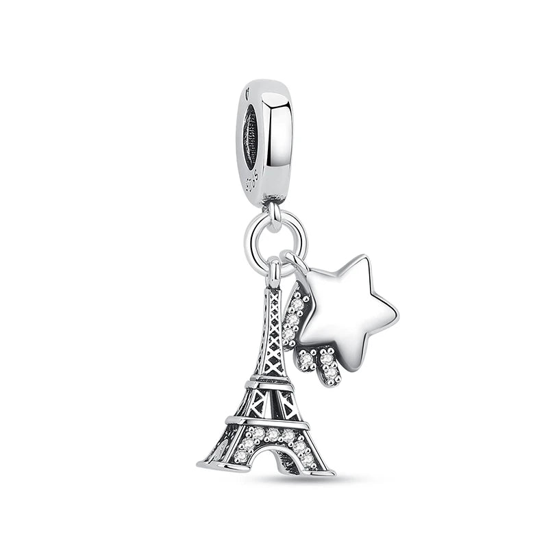 Original 925 Sterling Silver Charm Bead Travel London Bus Camera Suitcase Paris Charms Fit Pan Brand Bracelets Women Diy Jewelry