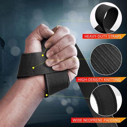 1 Pair Hard Pull Wrist Lifting Straps Gym Power Training Hand Wrist Support Wraps For Weight Lifting Deadlifts & Fitness Workout