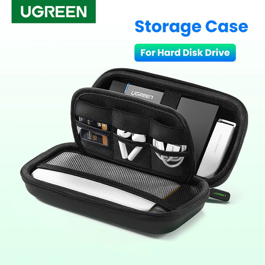 Estuche para disco duro UGREEN de 2,5 pulgadas, para disco duro externo, portátil, HDD, SSD, caja para banco de energía, estuche de almacenamiento, bolsa de viaje