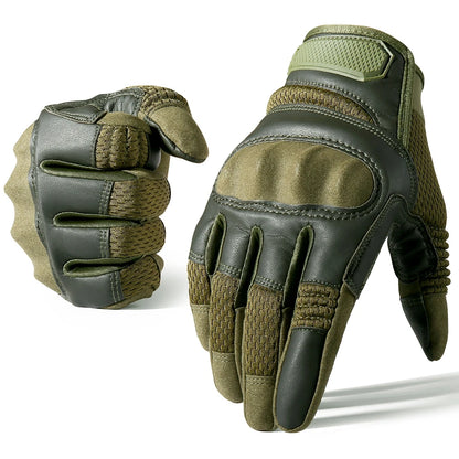 Guantes tácticos de cuero PU con pantalla táctil para ciclismo, de carcasa dura, para senderismo, combate, caza, airsoft, conducción, bicicleta, antideslizantes