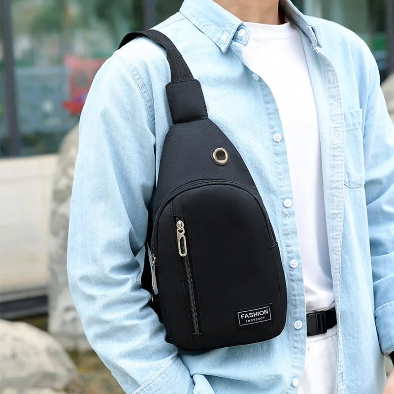 Bolso de pecho de nailon para hombre, multifuncional, informal, de tendencia de moda, bolso de hombro para deportes al aire libre, bolso cruzado versátil