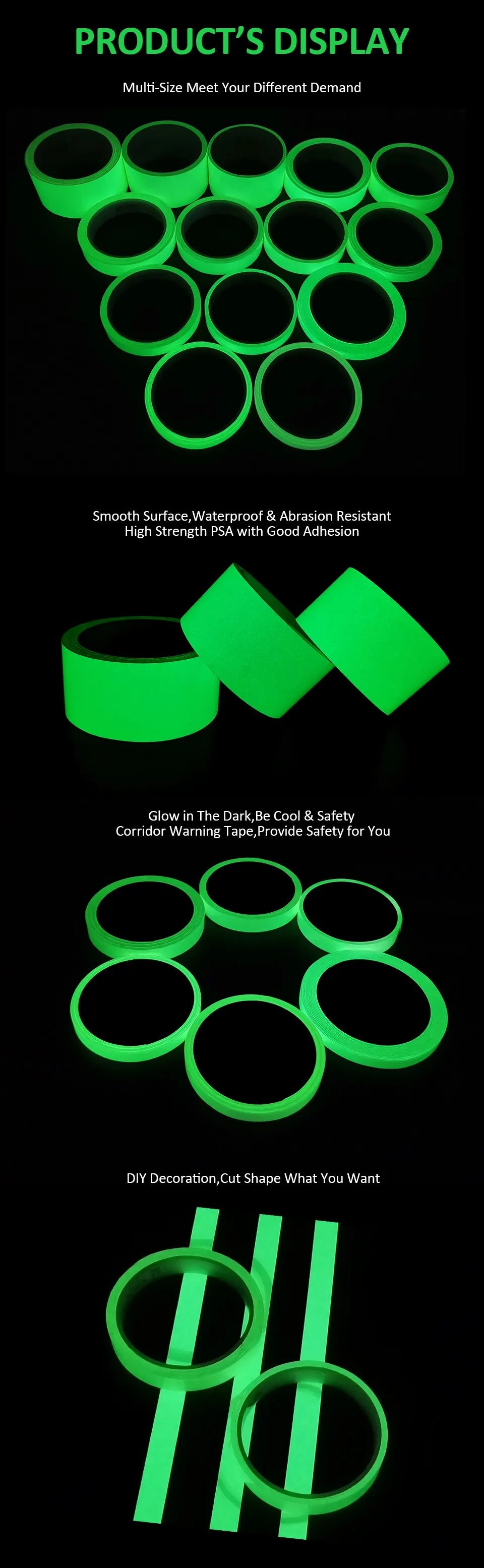 Luminous Tape 3m/5m Glow in The Dark Sticker Self-Adhesive Photoluminescent Tape Night Vision Safety Warning Security Stage Home