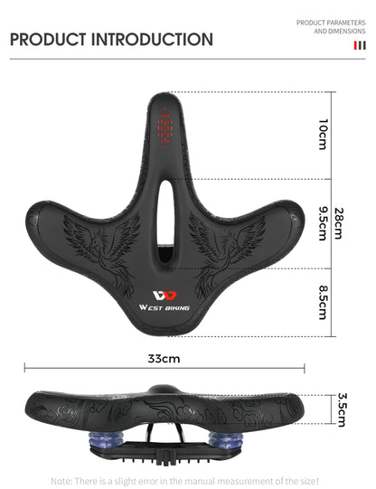 Sillín de bicicleta ergonómico WEST BIKING para ciclismo de larga distancia, con cojín ancho y grueso, cómodo sillín para bicicleta de montaña y turismo