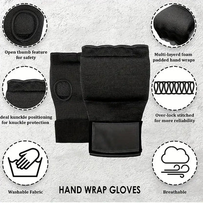 Mma Half Finger Gel Boxing Glove Sanda Muay Thai Training Hand Wrap Inner Glove With Long Wrist Strap Boxing Training Accessorie