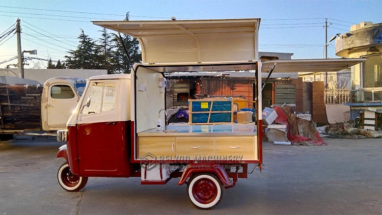 Carrito de comida móvil Quiosco de perritos calientes Carritos de comida rápida Moto eléctrica Carritos de café y hamburguesas verdes Camión de comida eléctrico