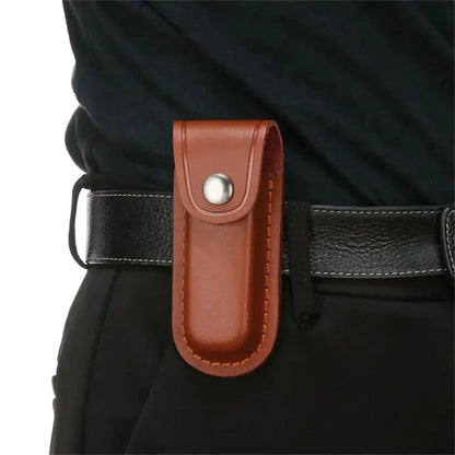 Folding Knife Scabbard Tool Portable Flashlight Belt Loop Case Holder Leather Sheath Pocket Hunt Camp Outdoor Carry