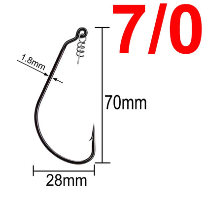 20pcs Wide Gap Worm Fishing Hooks Jig Crank Big Bass Hook Black High Carbon Steel Crank Barbed Hook for Soft Fishing Lure