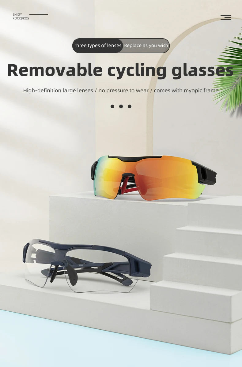 Gafas de ciclismo polarizadas ROCKBROS, gafas de sol deportivas para hombre, gafas de protección para ciclismo de montaña o carretera, 5 lentes