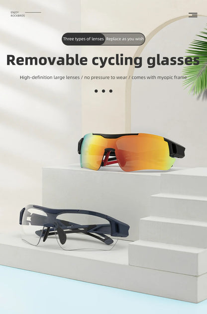 Gafas de ciclismo polarizadas ROCKBROS, gafas de sol deportivas para hombre, gafas de protección para ciclismo de montaña o carretera, 5 lentes