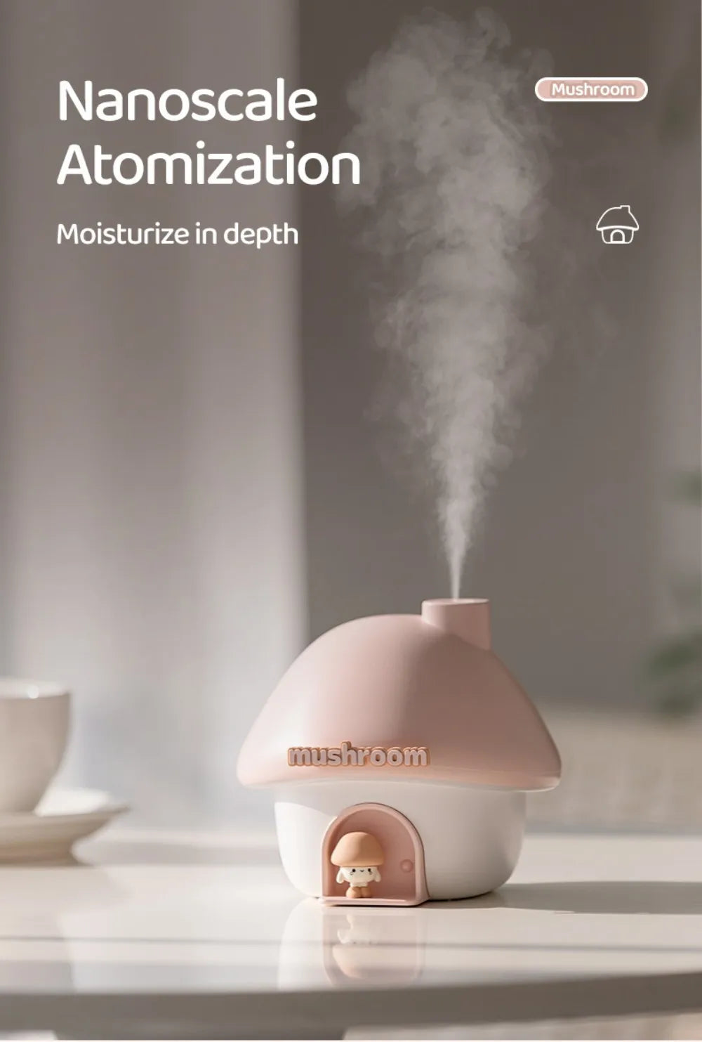 Mushroom House Humidifiers Home Mini Essential Oils Aromatherapy Diffuser Cute Mushroom Doll with Clourful Ambient Night Lights