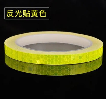 Cinta reflectante fluorescente para bicicleta de montaña, 1 cm x 8 m, para casco de bicicleta, motocicleta y scooter