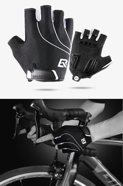 ROCKBROS Cycling Bike Gloves Half Finger Shockproof Breathable MTB Mountain Bicycle Sports Gloves Men Women Cycling Equipment