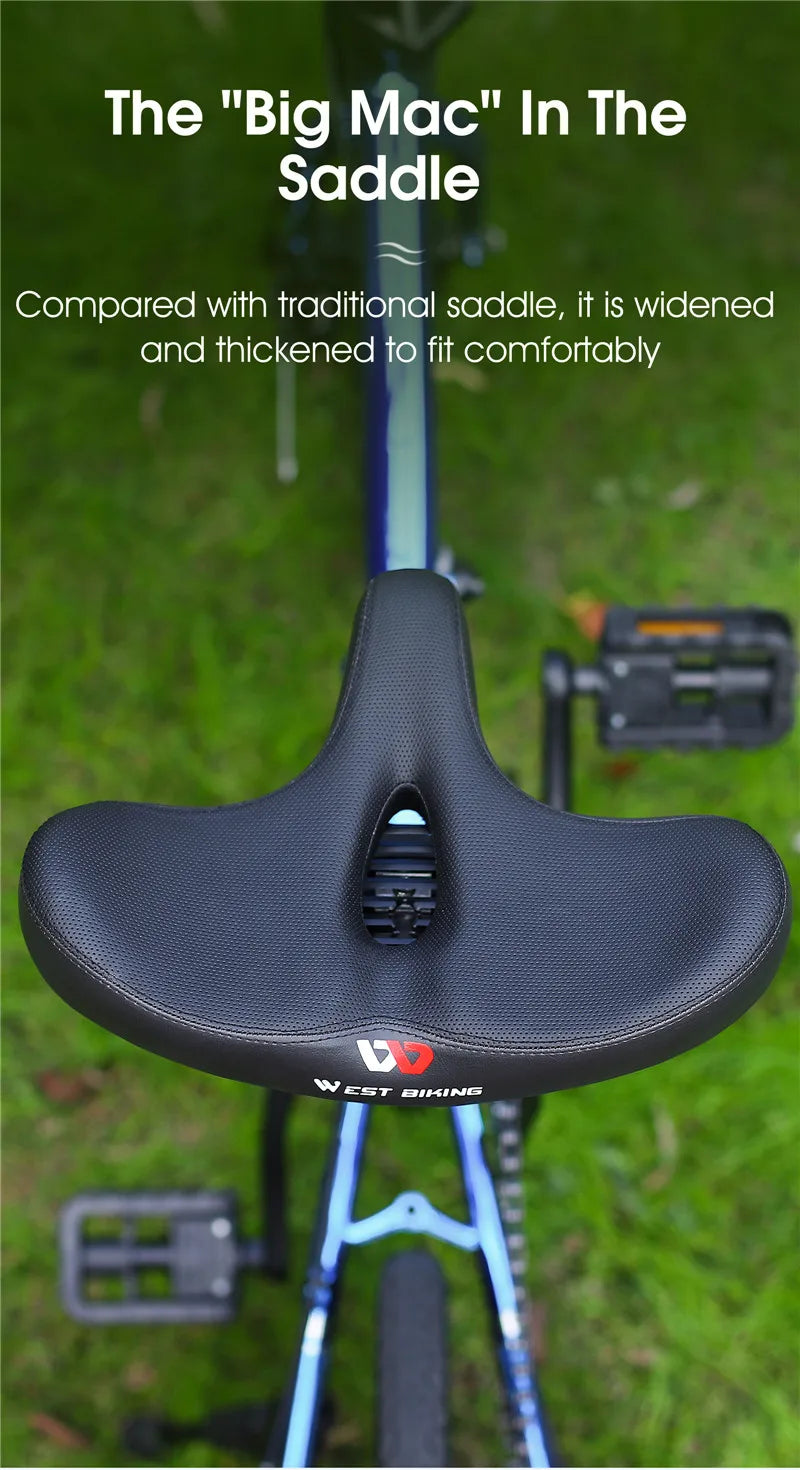 WEST BIKING Ergonomic Bicycle Saddle Long Distance Cycling Widen Thicken Cushion MTB Touring Bike Saddle Comfortable E-Bike Seat