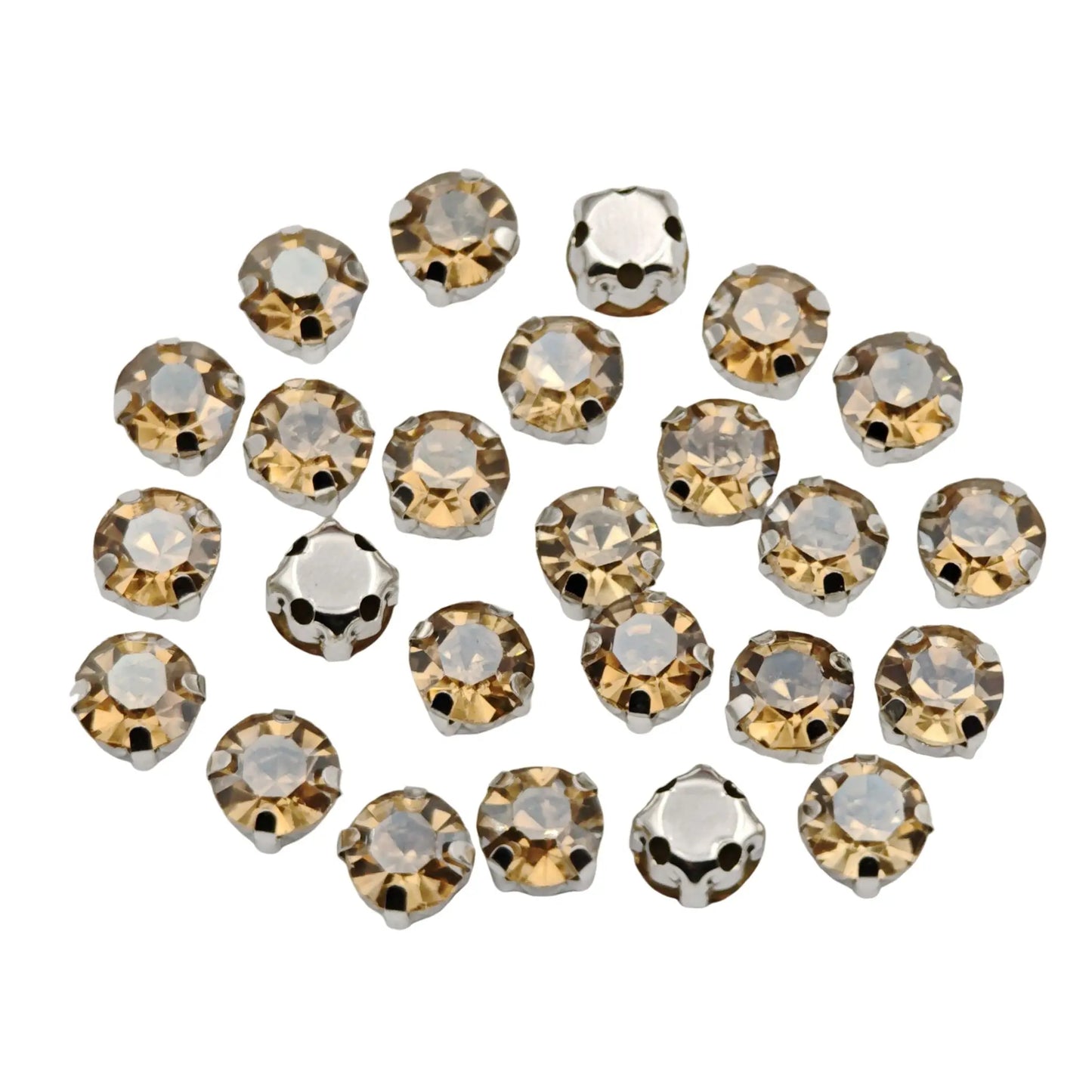 Glass Rhinestones! Round Shape With Claw Sew On Crystal Stone Strass Diamond Metal Base Buckle For Clothes Decorating