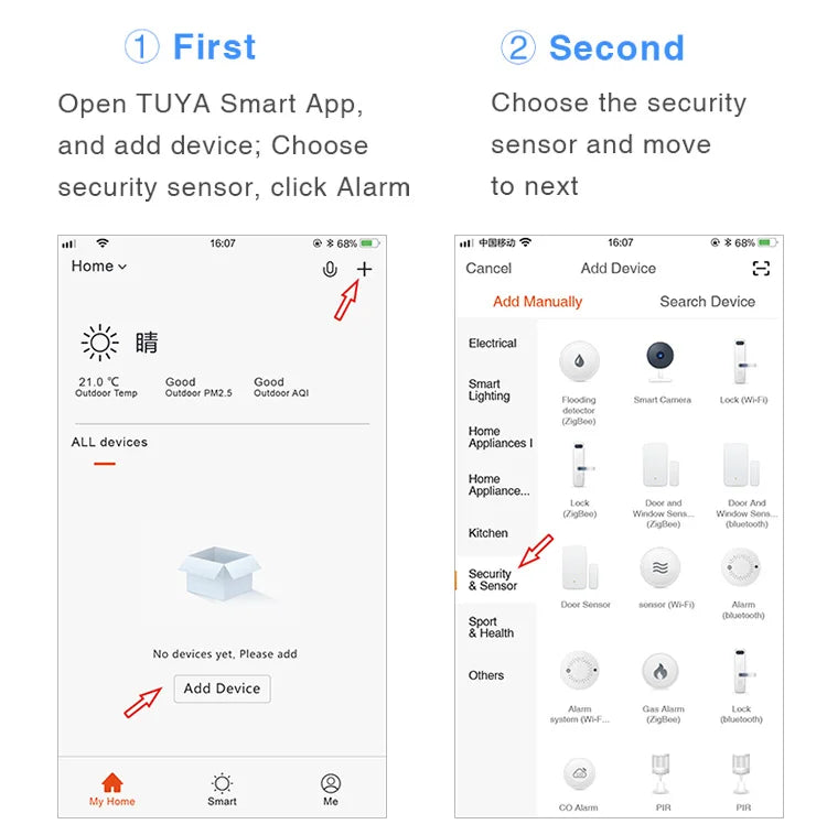 Alarma de humo WiFi Tuya Detector de humo de protección contra incendios Casa de humo Alarma contra incendios combinada Sistema de seguridad para el hogar Bomberos