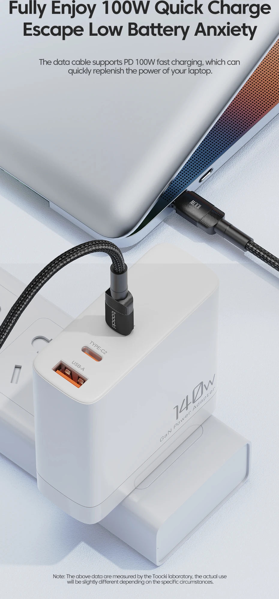 Toocki 100W Type C to USB C Cable PD 3.0 Quick Charge 4.0 Fast Charging Type C to Type C for iPhone 15 Macbook Samsung Xiaomi