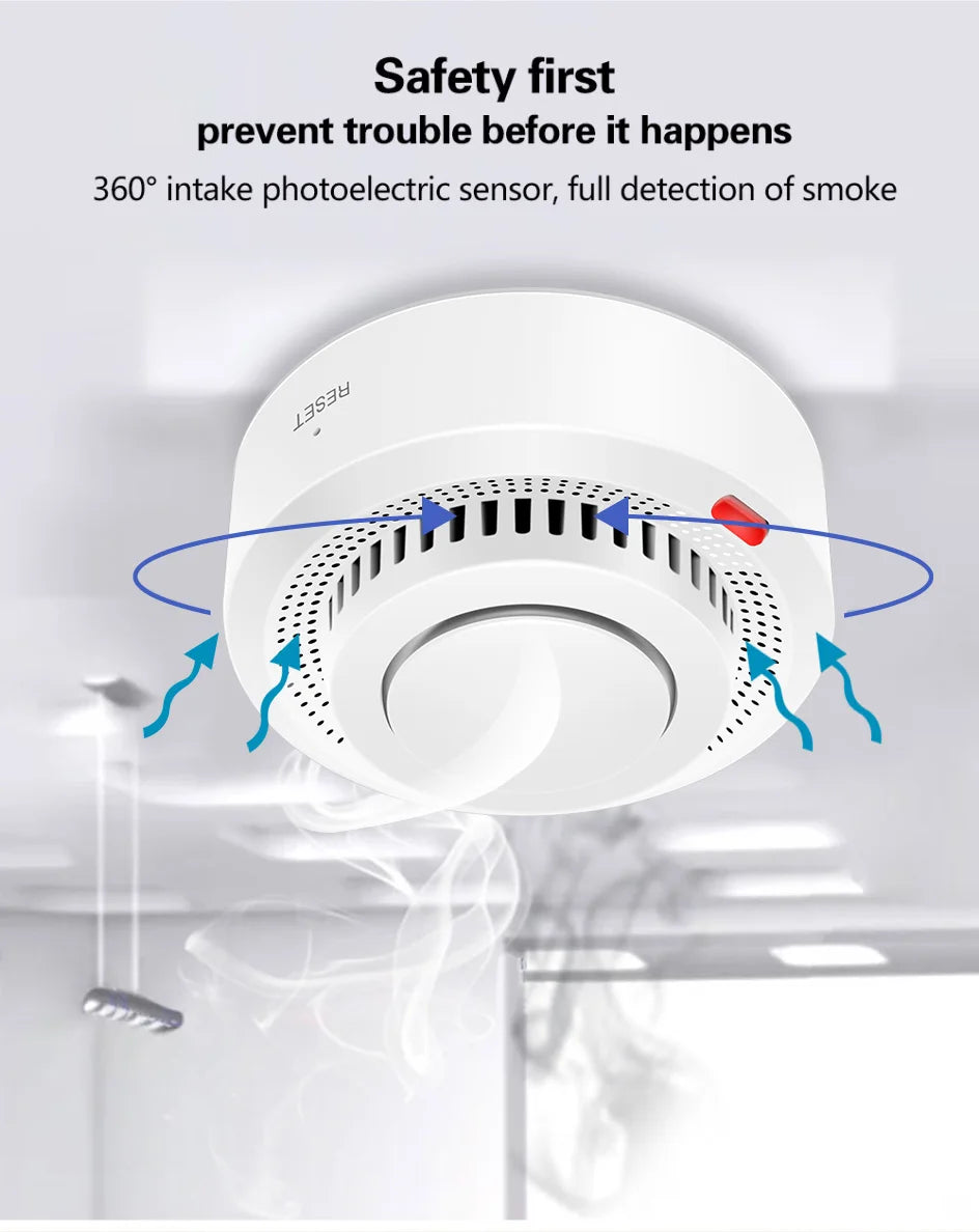 Alarma de humo WiFi Tuya Detector de humo de protección contra incendios Casa de humo Alarma contra incendios combinada Sistema de seguridad para el hogar Bomberos