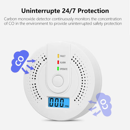 Independent CO Alarm Sensor Carbon Monoxide Alarm Detector High Sensitive Warning LCD Display CO Alarm With UL2034