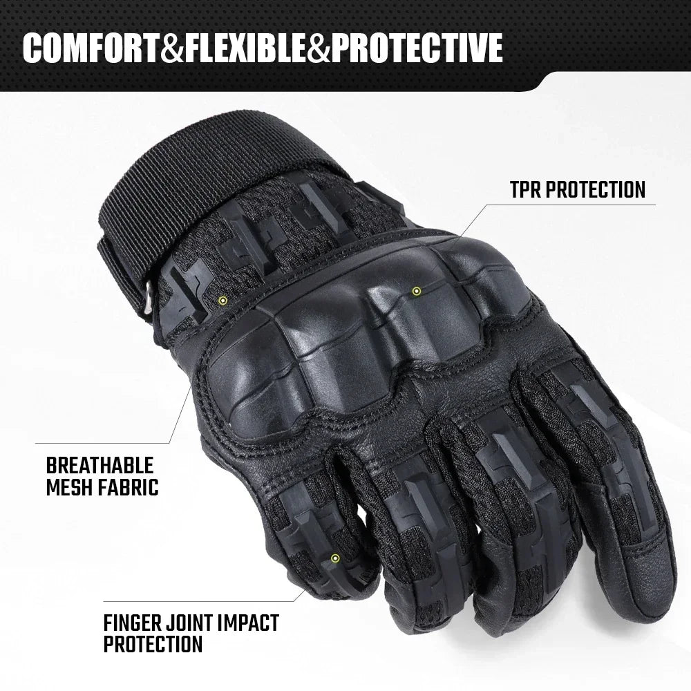 Guantes tácticos con pantalla táctil y carcasa rígida para caza al aire libre, airsoft, combate, tiro, senderismo, ciclismo, deportes, cuero sintético, equipo antideslizante