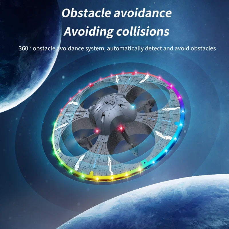 For Xiaomi Obstacle Avoidance Remote Control Dazzling Alien UFO Lighting Controllable HD Camera Toy Aircraft