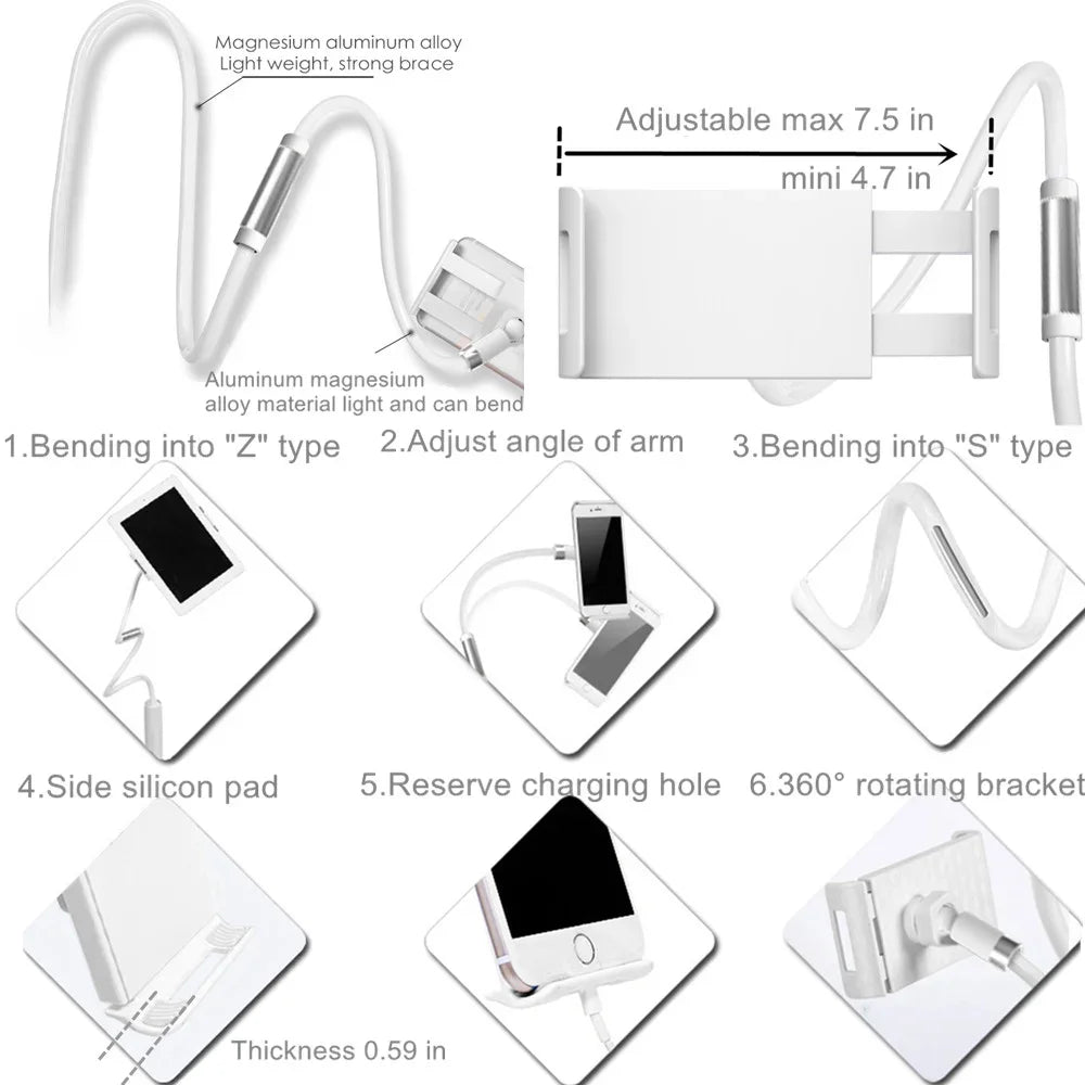 Flexible Long Arm Tablet Stand Holder for Bed Desk 5-11’’ Phone Tablet Support for Xiaomi Huawei Samsung Teclast IPad Tab Stand