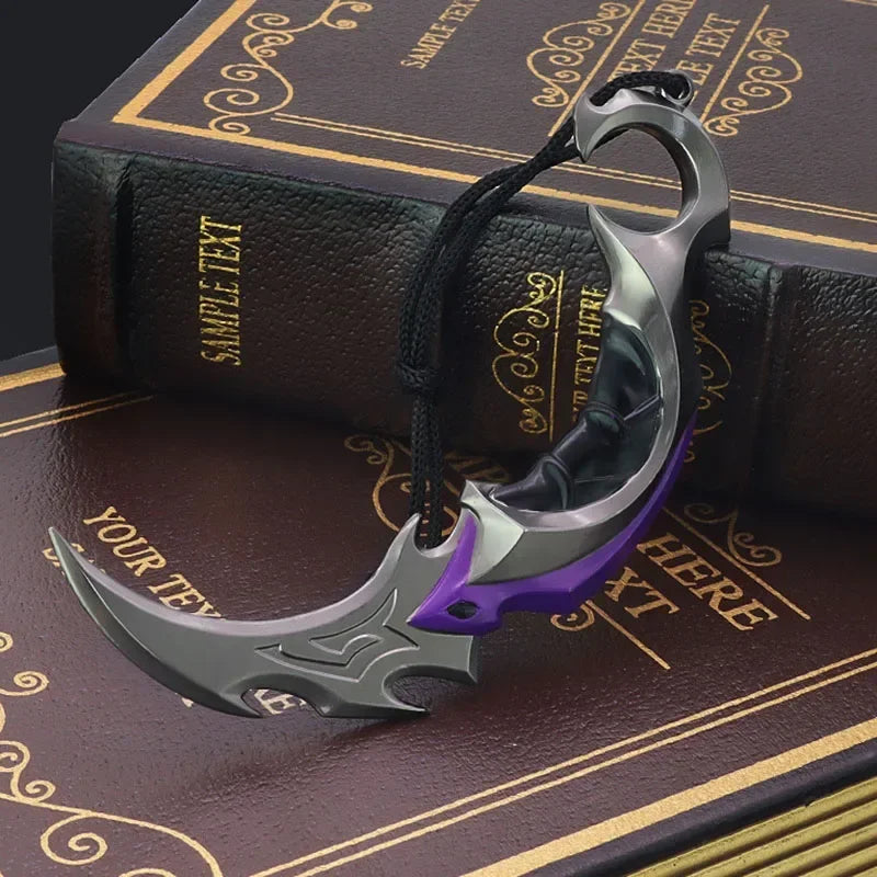 Valorant - Cuchillo Karambit de 15 cm para combate cuerpo a cuerpo, espada samurái katana periférica de metal, hoja sin cortar, adornos, juguetes de regalo para niños