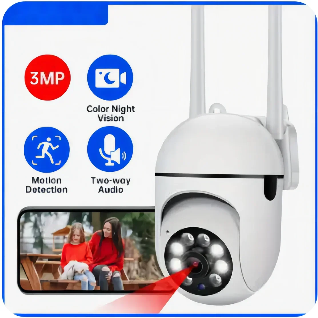 JOOAN 3MP WiFi Camera Home PTZ IP Camera Color Night Audio Wireless Surveillance Camera Auto Tracking Security CCTV Camera