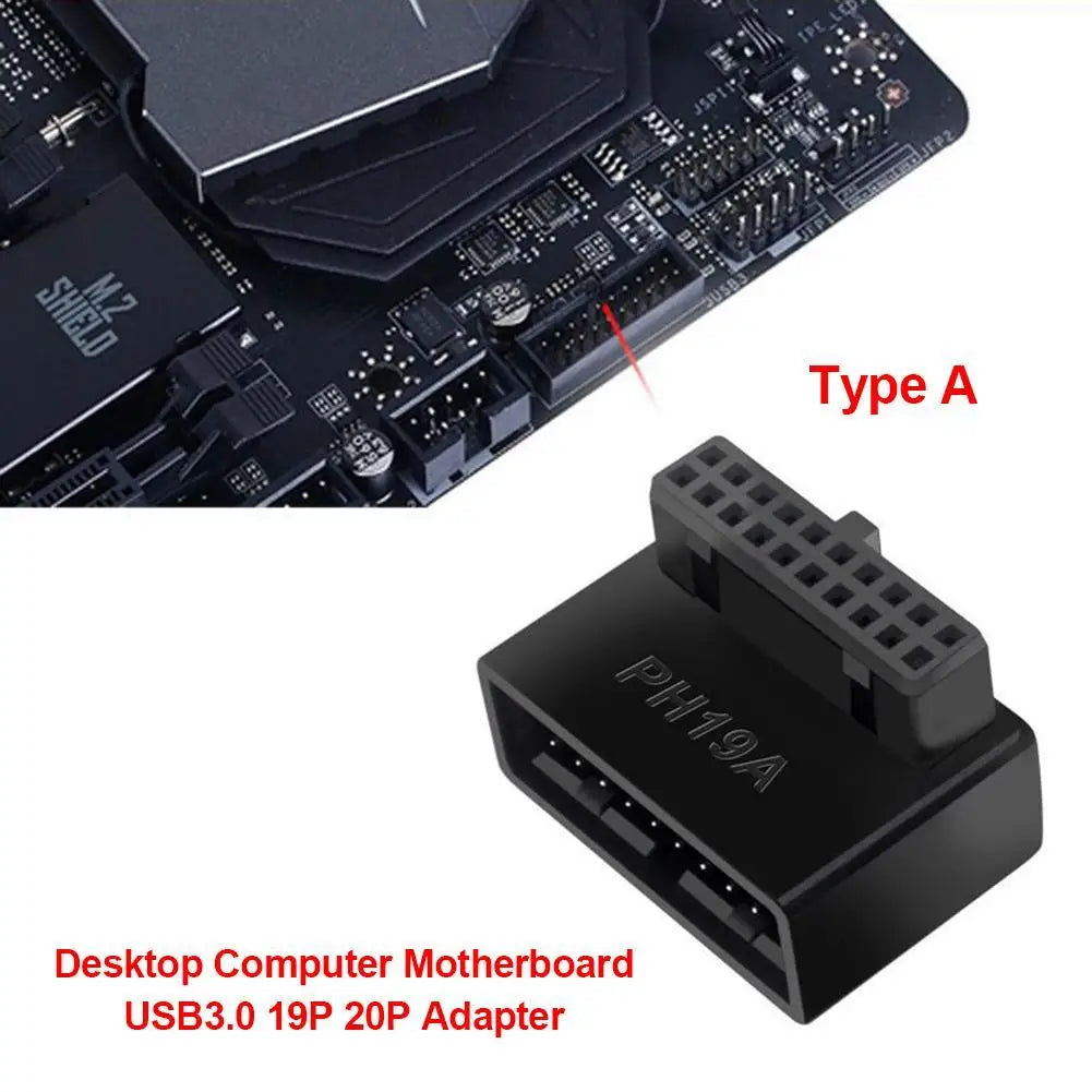 Computer Motherboard Header Adapter USB 3.0 19P 20P 90 Degree Plug-in Converter PC Mainboard Connector