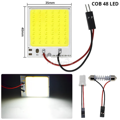 Bombillas LED blancas y rojas T10 W5w Cob 24SMD 36SMD 48SMD para panel de matrícula de coche, luces de lectura para interior de coche, luz de festón para maletero