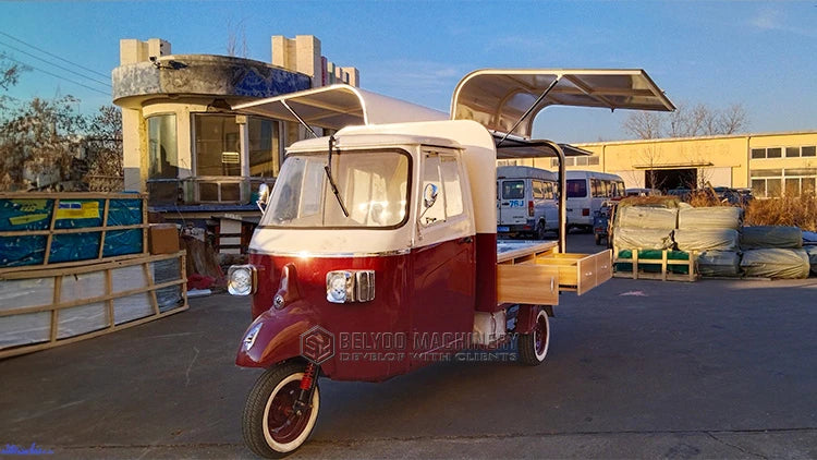 Carrito de comida móvil Quiosco de perritos calientes Carritos de comida rápida Moto eléctrica Carritos de café y hamburguesas verdes Camión de comida eléctrico