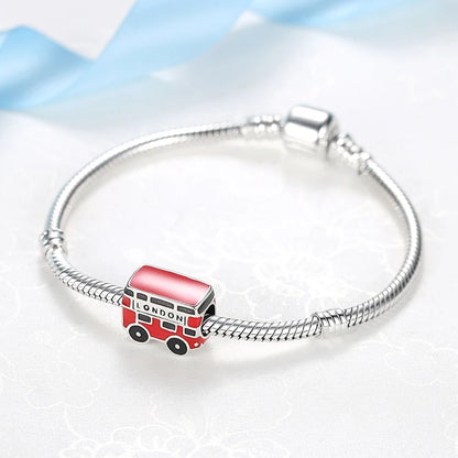 Abalorio original de plata de ley 925 con forma de maleta, autobús, cámara, viaje a Londres, París, compatible con pulseras de la marca Pan, joyería artesanal para mujer