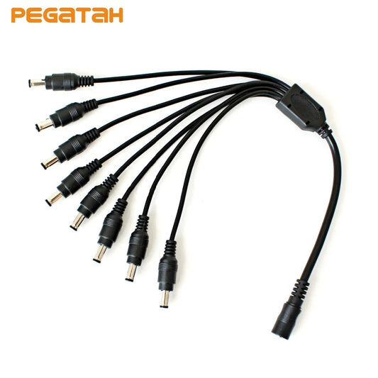 Free shipping 5.5 x 2.1mm 1 Female to 4 8 Male DC Power Splitter Plug Cable Adapter 12V For CCTV security Camera Accessories