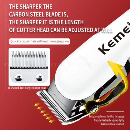 Kemei Professional hair clipper cordless hair trimmer beard for men electric hair cutting kit rechargeable haircut machine