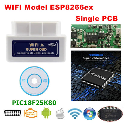 2Layer Hardware V1.5 Chip PIC18F25K80 ELM327 Bluetooth V1.5 Auto Code Reader Super MINI ELM 327 Works Android Symbian Double PCB