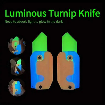 Cuchillo de zanahoria luminoso 3D, carrito de mano, juguetes pequeños para reducir el estrés, cuchillo de zanahoria giratorio con gravedad, juguetes de bolsillo seguros para reducir el estrés