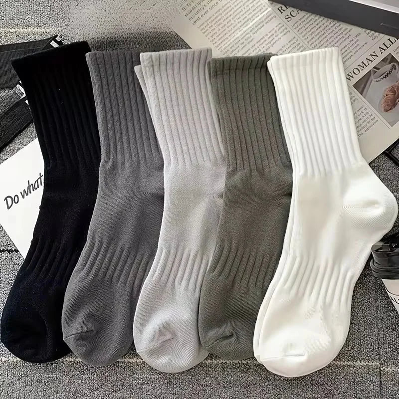 5 Pairs Of Men's Socks, Autumn And Winter Vintage Fun Fashion Athletic Socks, Sports Trend Socks