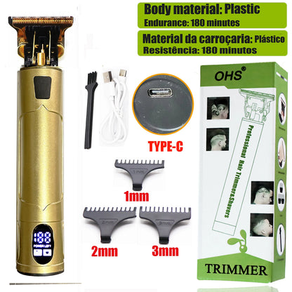 LCD Display T9 Hair Clipper Beard Shaving Body Hair Trimmer Clippers Electric Men Haircut Machine 0mm Barber Shaver